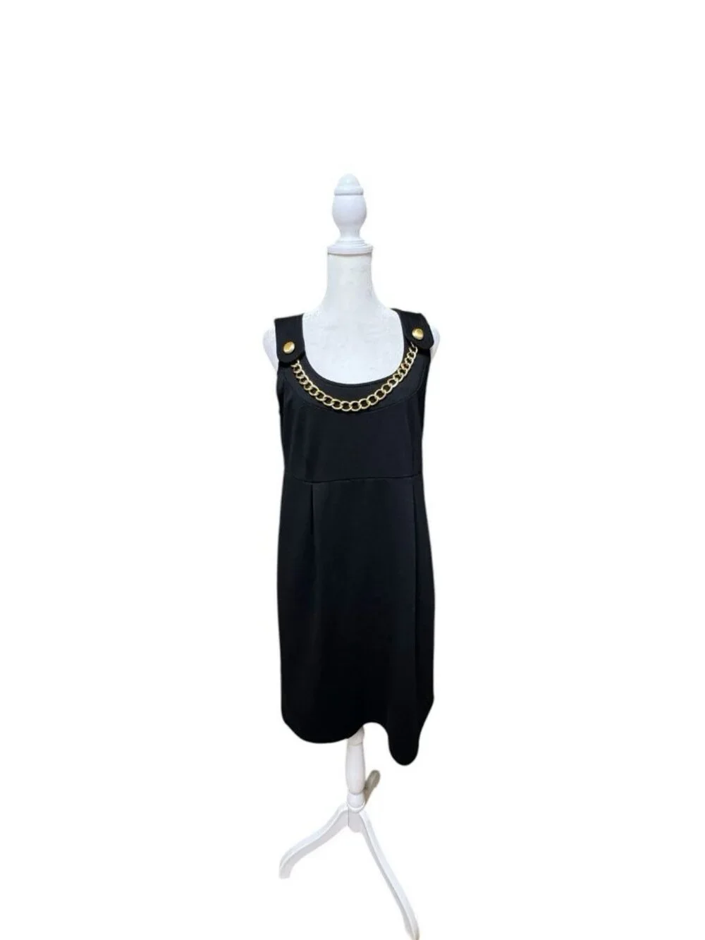 Michael Kors Black Dress Gold Chain Detail Sleeveless Size 6